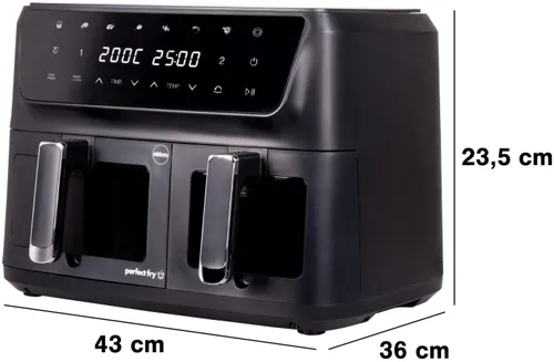 Air Fryer Frytkownica beztłuszczowa ELDOM FR220 Dualo 11l z podwójnym koszem i okienkiem do obserwacji postępów gotowania