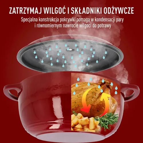 BROWIN Bordowy 5,8 l - garnek żeliwny emaliowany