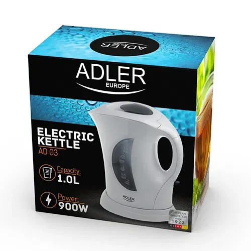 ADLER Electric Kettle 1 l srebrny - czajnik elektryczny bezprzewodowy stalowy