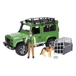 Bruder LandRover Defender z figurką leśnika i z psem (02587)