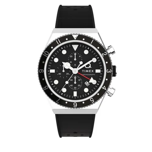 Timex Q Timex Three Time Zone Kronograf TW2V70000 Black Saati