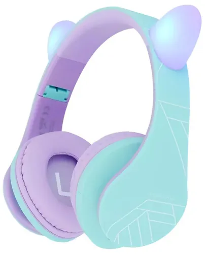 Słuchawki nauszne POWERLOCUS P2 Kids Kocie uszy Niebiesko-fioletowy