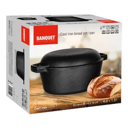 Garnek tradycyjny Żeliwny czarny do gotowania bigos obiad mięso 4,8L + 1,8L