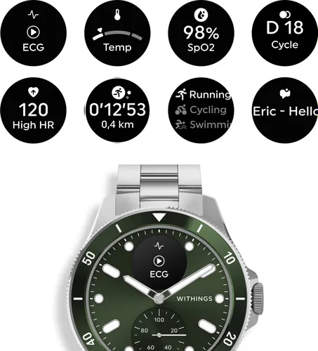 Smartwatch WITHINGS ScanWatch Nova 42mm Zielony