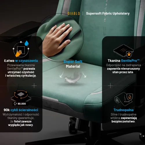 Fotel Diablo Chairs X.Eye Prime, Normal Size, Mystic Mint Gamingowy do 140kg Miętowy