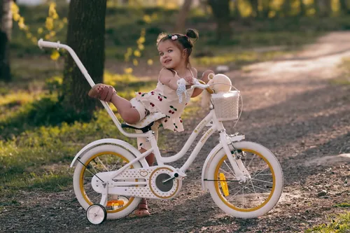 Rower dziecięcy SUN BABY Heart Bike 16 cali dla dziewczynki Biało-złoty
