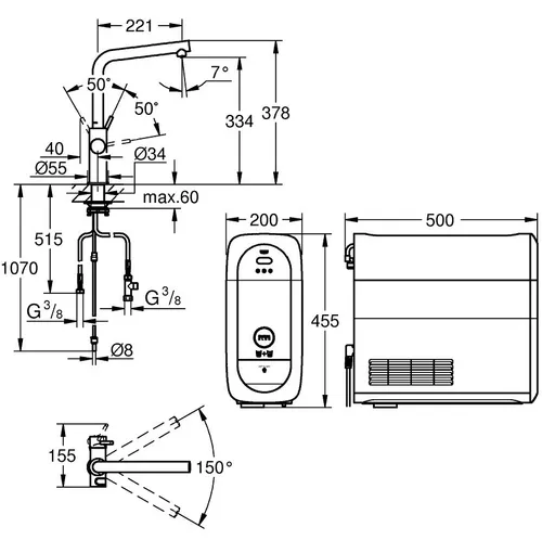 Bateria GROHE Blue Home 31454DC1 z filtrem Stal nierdzewna