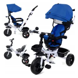 Rowerek trójkołowy z daszkiem FUNFIT obracany 360° wolne koło +trąbka