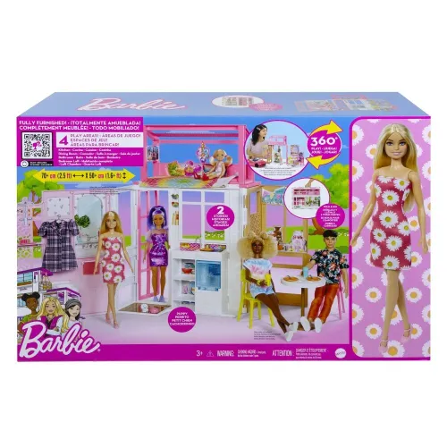 Barbie kompakt ev + bebek (HCD48)