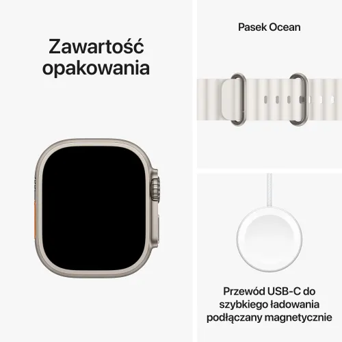 Apple Watch Ultra 2 GPS + Cellular 49mm koperta tytanowa + opaska Ocean (biały) (CPO)
