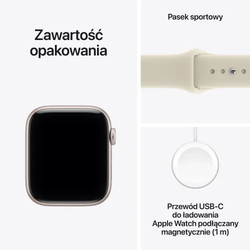 Apple Watch SE 3gen GPS koperta 44mm z aluminium Księżycowa poświata pasek sportowy piaskowy M/L 2026