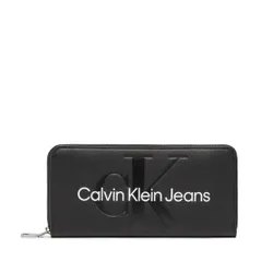 Büyük Kadın Cüzdan Calvin Klein Kot Pantolonları Mono Etrafında Şekillendirilmiş Zip K60k610358 BDS