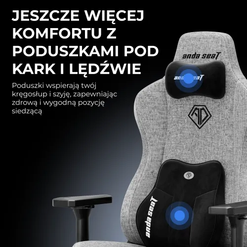 Fotel Anda Seat Kaiser 3E XL Gamingowy do 150kg Tkanina Szaro-niebieski