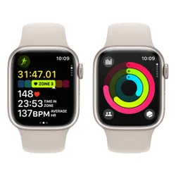 Apple Watch 9 GPS 41 мм алюминиевый лунный светящийся / лунный светящийся Спортивный ремешок M / L