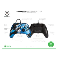 Pad PowerA Enhanced Metallic Blue Como do Xbox Series X/S, Xbox One, PC Przewodowy