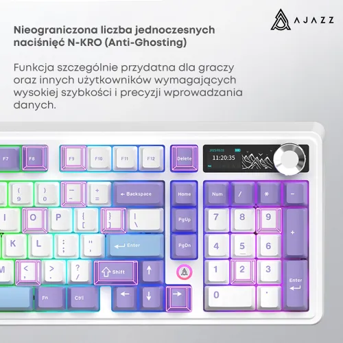 Klawiatura mechaniczna Ajazz AK980 V2 Gift Switch V2 Biało-Fioletowy