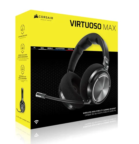 Słuchawki bezprzewodowe z mikrofonem Corsair Virtuoso Max Wireless Carbon Nauszne Czarny