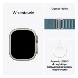 Apple Watch Ultra 3 GPS + Cellular 49mm koperta tytanowa (naturalny) + pasek Alpine rozmiar L (jasnoniebieski)