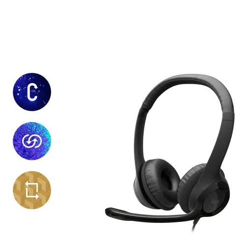 Słuchawki przewodowe z mikrofonem Logitech USB Headset H390 Nauszne Czarny