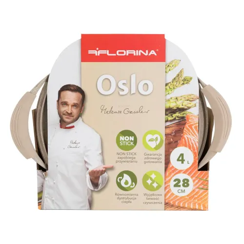Garnek aluminiowy FLORINA Oslo 28CM 4L Kremowy