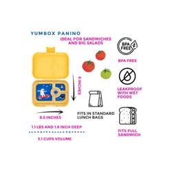 Yumbox Panino orta dikdörtgen öğle yemeği kutusu-Yoyo yellow / polar bear tray