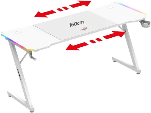 Biurko gamingowe HUZARO Hero 4.8 RGB Biały