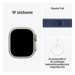 Apple Watch Ultra 3 GPS + Cellular 49mm koperta tytanowa (naturalny) + pasek Trail rozmiar M/L (niebieski/jaskrawoniebieski)