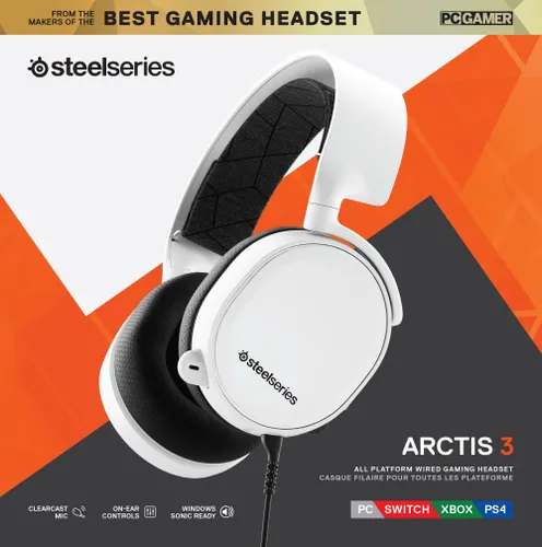 Słuchawki przewodowe z mikrofonem SteelSeries Arctis 3 Nauszne Biały