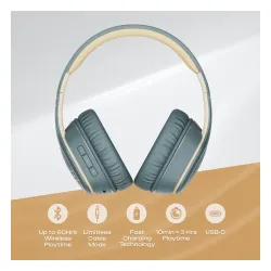 Słuchawki bezprzewodowe PowerLocus P7 Asphalt Grey Nauszne Bluetooth 5.3 Szaro-beżowy