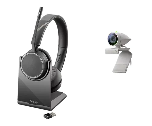 Słuchawki bezprzewodowe z mikrofonem Plantronics Poly Studio P5 Kit z Voyager 4220 UC Nauszne Czarny