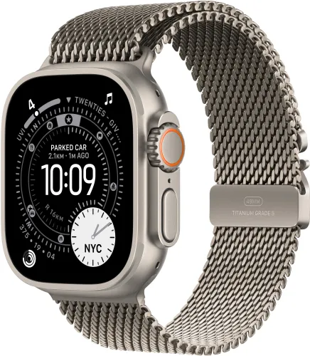 Apple Watch Ultra 3 GPS + Cellular 49mm koperta tytanowa (naturalny) + bransoleta mediolańska z tytanu rozmiar S (naturalny)