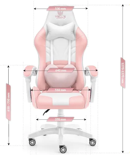 Fotel gamingowy HELL'S CHAIR Rainbow 2.0 Różowo-Biały