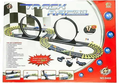Tor Samochodowy Wyścigowy Track Racing 2 Auta Długość 565Cm Pętle Zasilacz