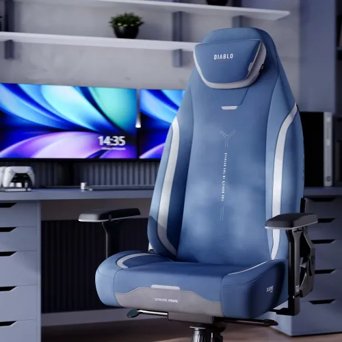 Fotel Diablo Chairs X.Eye Prime, Normal Size, Meta Ocean Gamingowy do 140kg Niebieski