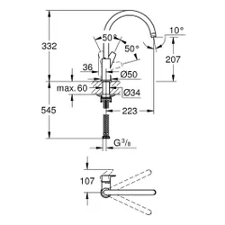 Bateria GROHE BauEdge 31367001 Chrom
