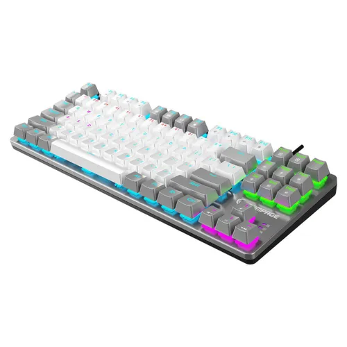 Klawiatura gamingowa Rampage Snug KRGD Red Switch przewodowa mechaniczna podświetlana biało-szara