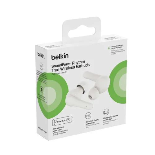 Słuchawki bezprzewodowe Belkin SoundForm Rhythm Dokanałowe Bluetooth 5.3 Biały