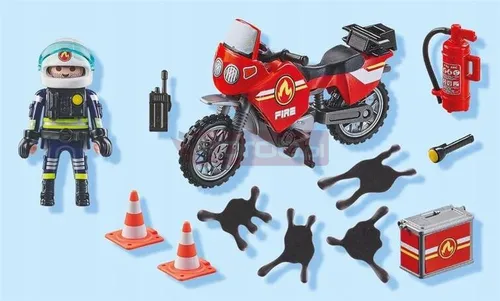 PLAYMOBIL ACT!ON HEROES 71466 MOTOCYKL STRAŻY POŻARNEJ NA MIEJSCU WYPADKU