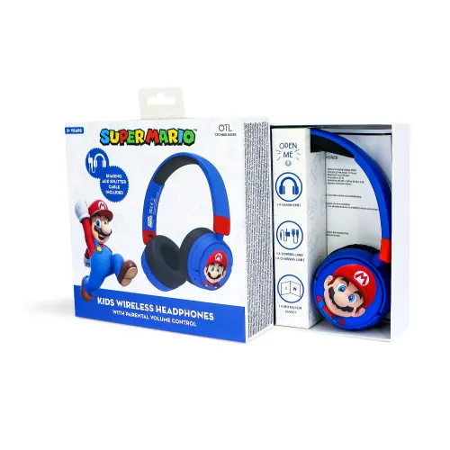 Słuchawki bezprzewodowe z mikrofonem OTL Technologies Super Mario Kids Wireless Dla Dzieci Nauszne Niebiesko-czarny