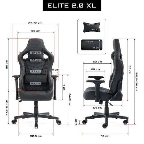 Fotel GAMVIS Elite 2.0 XL Basic Czarny