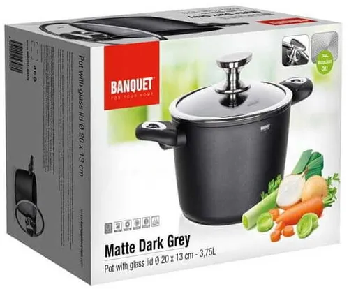 Garnek matte grey 20 cm do gotowania POKRYWKA 3,3 L na prezent kuchni obiad