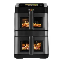 Air Fryer Frytkownica beztłuszczowa ICOOOK MFR-IC-02 10l, z podwójnym koszem, z okienkiem do obserwacji postępów gotowania