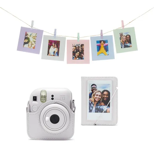 Aparat FUJIFILM Instax Mini 12 Biały Pokrowiec + Album + Ramki + Sznurek + Klamerki