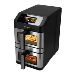 Air Fryer Frytkownica beztłuszczowa ICOOOK MFR-IC-02 10l, z podwójnym koszem, z okienkiem do obserwacji postępów gotowania