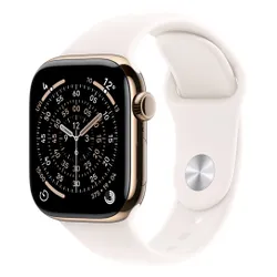 Apple Watch 11 GPS + Cellular 42mm koperta z tytanu (złoty) + pasek sportowy rozmiar M/L (łagodny róż)
