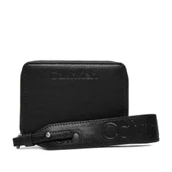 Большой женский кошелек Calvin Klein Gracie Wallet с ремешком Md K60k611387 CK Black BEH