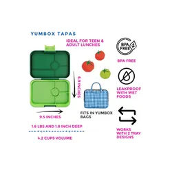 Lunchbox pojemnik na śniadanie XL Yumbox Tapas 4 - palm green / lime