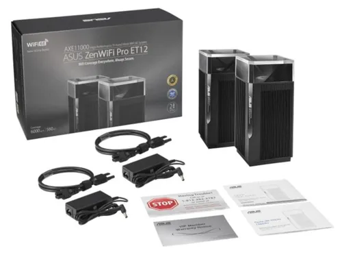 Router ASUS ZenWiFi Pro ET12 2.4 / 5 / 6 GHz (TriBand), Wi-Fi Mesh (2 szt.)