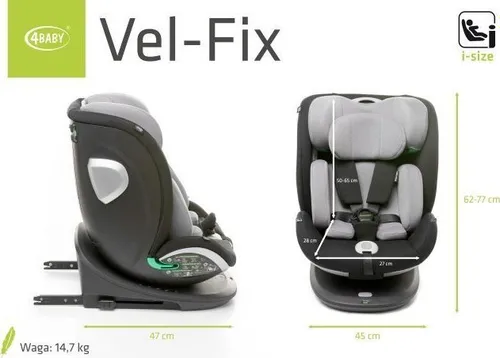 araba koltuğu 4baby Vel-fix 0-36 kg ve-size grey 4baby