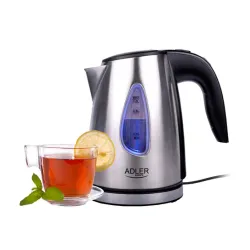 ADLER Electric Kettle 1 l srebrny - czajnik elektryczny bezprzewodowy stalowy
